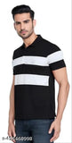 Black and grey striped cotton blend t-shirt, relaxed fit, available in S-XXL
