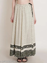 Off-white cotton maxi skirt with poly crepe lining, printed net pattern for women's fashion, India origin
