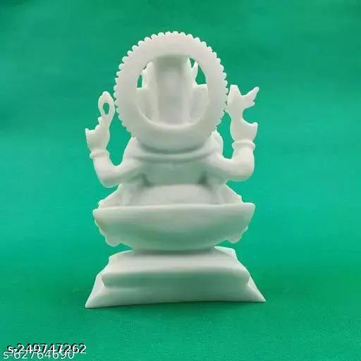 Marble Ganesha Idol, 10.5cm tall, antique decor for home temple or gift