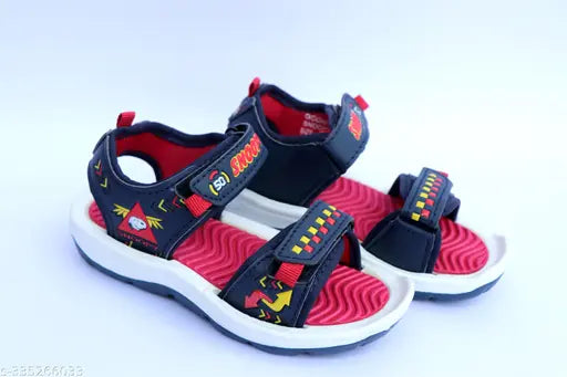 Essential kids boys sandals, lightweight & breathable Lycra, EVA sole. Cartoon characters design, adjustable Velcro fastening. Exclusive for 3.5-12 years, comfortable and durable footwear made in India