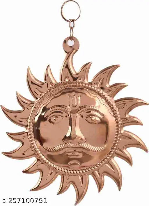 Big size copper Surya Idol, traditional wall hanging for Vastu-compliant home decor