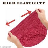 Warm woolen beanie hat (red & grey) - ladies cap with fleece lining and fur trim, perfect for women and girls in winter