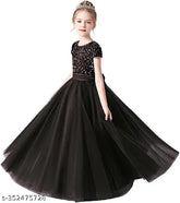 Festive season party wear, embellished velvet long sleeve gown (5-16 years), Indian origin