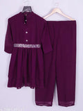Georgette three-quarter sleeve kurta set with palazzos, solid net, Indian fashion