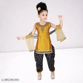 Taffeta silk girls party wear with dupatta, self-designed, sleeveless Patiala & Kurta set for 3-4 years, high-quality Indian craftsmanship