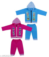 Cotton baby hooded t-shirt & jogger set (2 pack), printed design on long sleeves for newborns aged 0-12 months, made in India