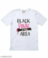 Black and white K-pop fan art cotton t-shirt with the mg brand's Blackpink design, perfect for music enthusiasts