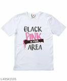 Black and white K-pop fan art cotton t-shirt with the mg brand's Blackpink design, perfect for music enthusiasts