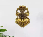 Metal Narasimha wall hanging, evil eye protector decor, brown, 16cm x 9cm x 3.5cm