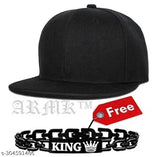 Black adjustable snapback hip hop cap, quality cotton material, stylish summer sports accessory