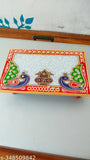 Handmade Marble Ganesha Idol, 15 x 9 cm, intricate Meenakari design, traditional Indian artistry