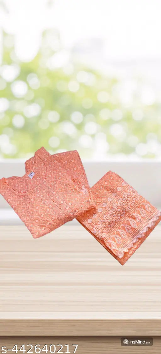 Cotton A-Line Pant Kurta Set in printed net, featuring three-quarter sleeves, suitable for all occasions #WomensKurtaSet #EthnicWear #IndianFashion #TraditionalStyle #ModernElegance