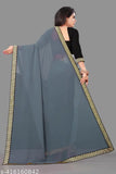 Georgette silk soft saree with superior Maharani lace border, cotton slub blouse on display
