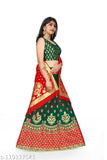 Chanderi silk lehenga, blouse, and dupatta set - elegant girls designer collection by Jay Nejadhari Creation - semi-stitched, stitched net, and woven designs in Banarasi Jacquard Silk. Size: up to 42 inches, machine washable. Indian handcrafted lehenga for special occasions