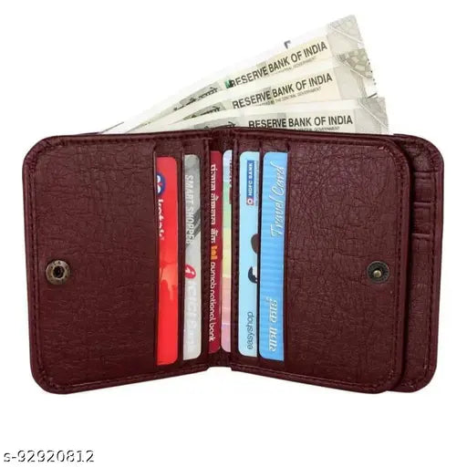 Brown faux leather wallet for men, features 2 compartments and a textured design