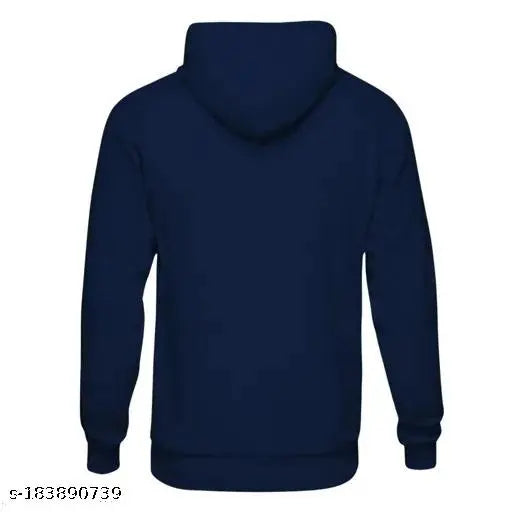 Blue cotton hoodie with Alan Walker design, long sleeves, varsity crew style, unisex, casualwear, printed pattern. Inspired by college sports culture. Fits 9-10 years (chest size 34in, length size 24in), also available for sizes 11-12, 13-14, 15-16. Made in India