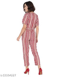 Printed net polyester women's jumpsuit, short sleeves, size chart: S(34), M(36), L(38), XL(40). Versatile for work or evening wear with jeans/jeggings/leggings. Representative image, color may vary slightly due to lighting and monitor screens. Machine wash only, made in India