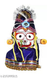 Swarna Fashion wooden Lord Jagannath, Balaram, Subhadra idols in vibrant multicolor - Handicraft & Artifact showpieces, 12 cm x 4.5 cm x 4 cm, includes large 4 inch Sudarshan decorative piece