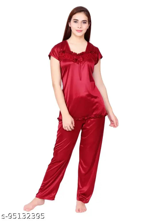 Cotton babydoll night suit & satin lingerie set, luxurious sleepwear for women, India-origin