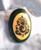 Natural green jade Ganesh coin, 2.5x0.7x4cm, made in India