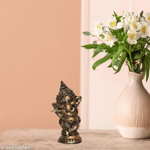 Handcrafted resin Miss Peach Ganesha idol, 8"x8"x15", adds spiritual style to home or car dashboard decor
