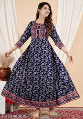 Rayon printed Anarkali kurti in various sizes (M-4XL), Indian fashion