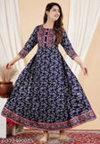 Rayon printed URAMI anarkali kurti with three-quarter sleeves, Indian fashion wear