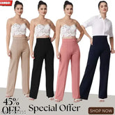 Women's fashionable high-waist bellbottom pants with stretchy flare. Set of four