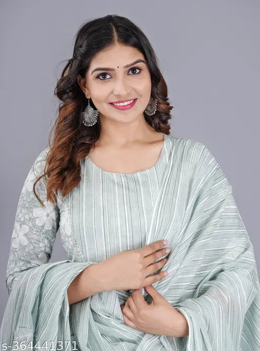 Bhawana textiles cotton printed Anarkali duppata and pant set, three-quarter sleeves, Indian ethnic wear for women