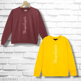 Cotton blend yellow full sleeve girl winter sweatshirt, vibrant and comfortable for cool days