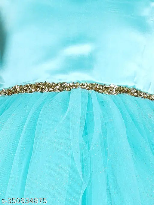 Sky Blue embellished net dress for kids partywear, 1-2 years or 3-4 years, India origin