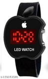 Black APL Shape Digital Watch, silicone strap, sports watch, classic design, India-made, digital LED watch for kids