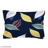 Glace Cotton Botanical Printed King Size Double Bed Sheet with Pillow Covers, soft and breathable for summer use