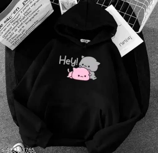 Printed net cotton blend long sleeve sweetshirt for girls, trendy Huddi style, 7-8 Years size (bust size: 32in, length size: 19in), India origin