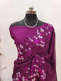 Georgette and Bangalori silk, embroidered saree with running blouse, perfect for festive or wedding wear, soft finished, dry clean only, India origin