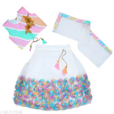 White embellished baby lehenga set, net dupatta, Indian ethnic wear for special occasions