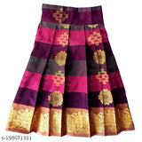 Silk lehenga choli with zari borders, embellished design for kids parties and festivals, hand wash recommended
