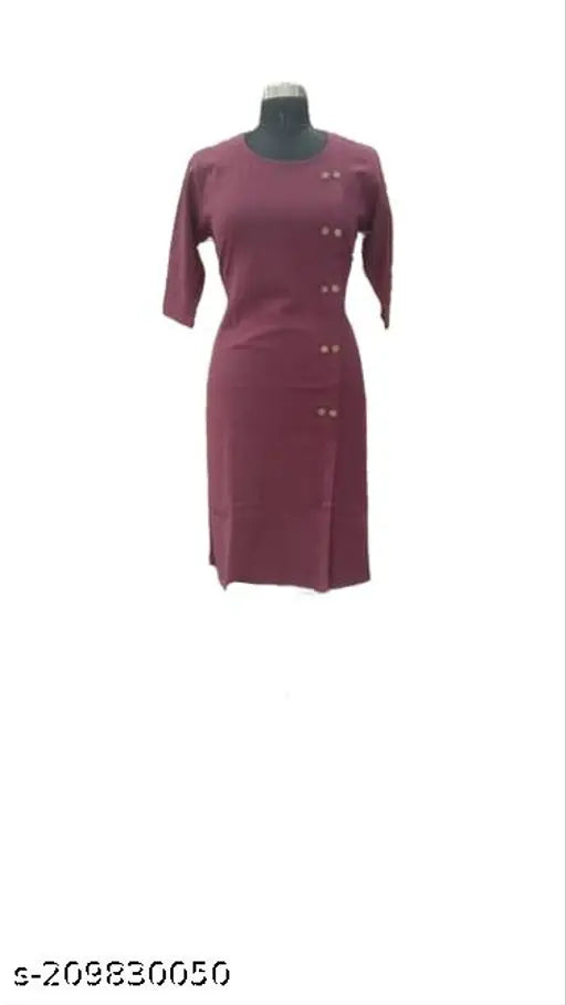 Purple three-quarter sleeve woolen kurti, hand wash only, India