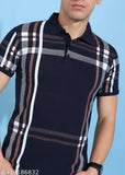 Cotton blend graphic print men's polo neck T-shirt, India origin