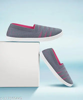 GreyPink synthetic slip-on printed belly shoe for ladies, Walkaroo Go style - Indian footwear