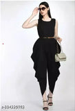 Black crepe dhoti jumpsuit, solid net, latest women's fashion from India
