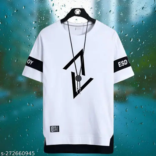 Mens casual wear, comfortable fit office wear, three-quarter sleeve cotton t-shirt. Printed design, loose fit, round neck, and hip hop oversized streetwear style. Perfect for daily wear. Men's t-shirt originating from India