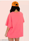 Oversize solid cotton t-shirt for women, 100% combed cotton, bio-washed and pre-shrunk
