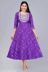 Dyed/washed rayon Anarkali with three-quarter sleeves, part of ANJANIY Fashion's global collection. S (36in bust, 46in length) - XXXL (46in bust, 46in length)