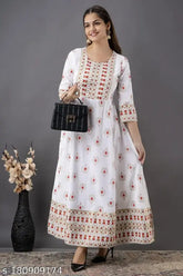 Rayon printed supremegown, three-quarter sleeve, size S (bust 36in), Indian origin fashion wear