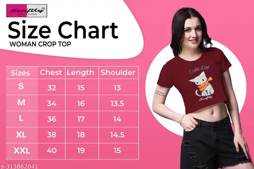 Cotton Swiftly Women's Funky Print Round Neck T-shirt, vibrant printed design, short sleeves, size S (32in bust, 15in length)