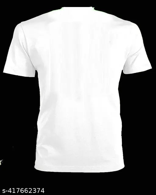 White Lycra short-sleeve Appu Ji t-shirt with printed design, Indian origin