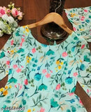Blue Georgette Designer Fancy Gown with Heart Print, perfect for weddings or parties