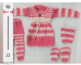 Wool striped winter frock combo set for kids aged 0-6 months, made in India