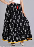 Women's white Kadi print butti skirt, rayon, printed net, Indian traditional fashion
